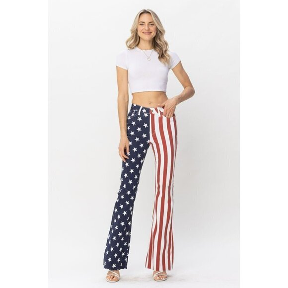 Judy Blue Americana Flag Flare Jeans Size 13 - Picture 8 of 8